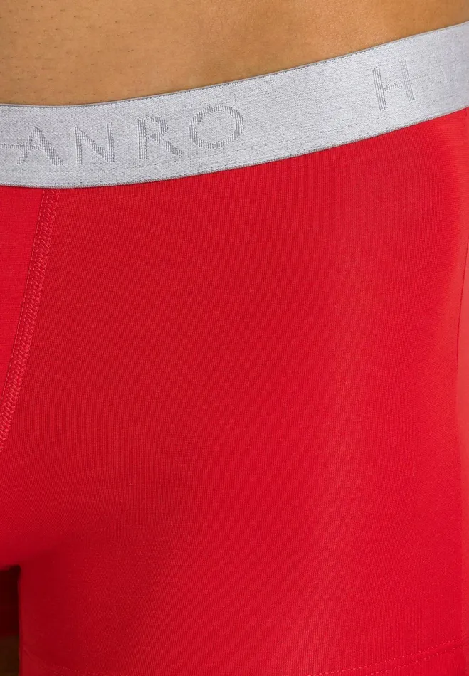 2Pack Cotton Boxer Briefs Deep Navy Bright Red Men HANRO Multipacks