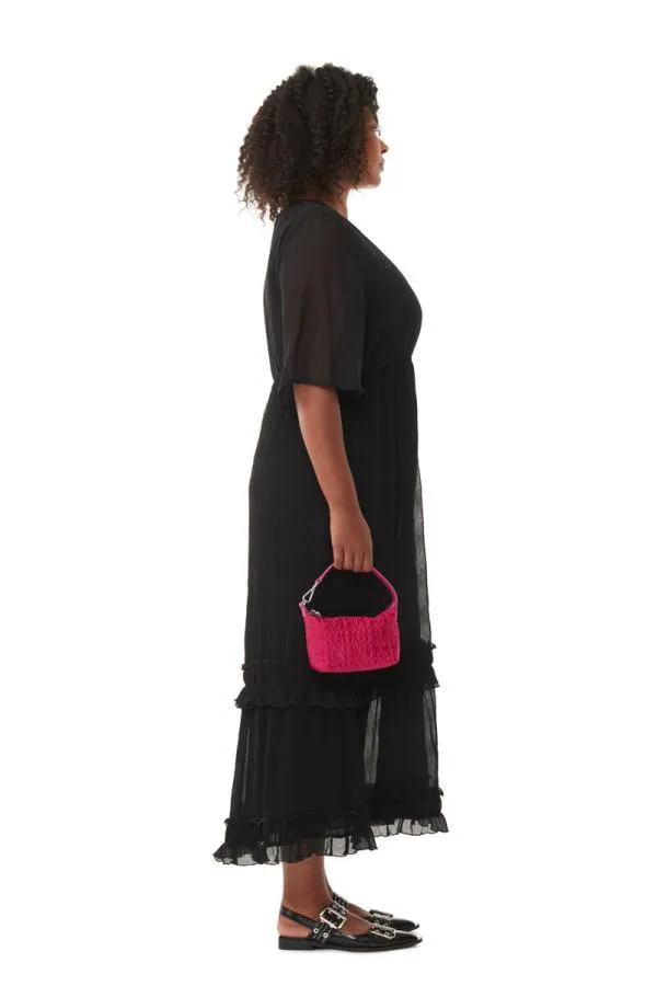 AccessoriesBags GANNI Mini Bags Pink Small Butterfly Pouch Satin Bag Shocking Pink