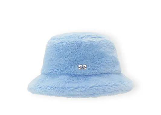 Accessories GANNI Hats Light Blue Fluffy Tech Bucket Hat Light Blue Vintage