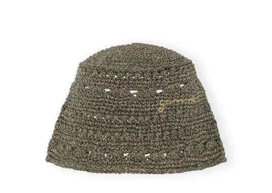 Accessories GANNI Hats Metallic Crochet Bucket Hat Black
