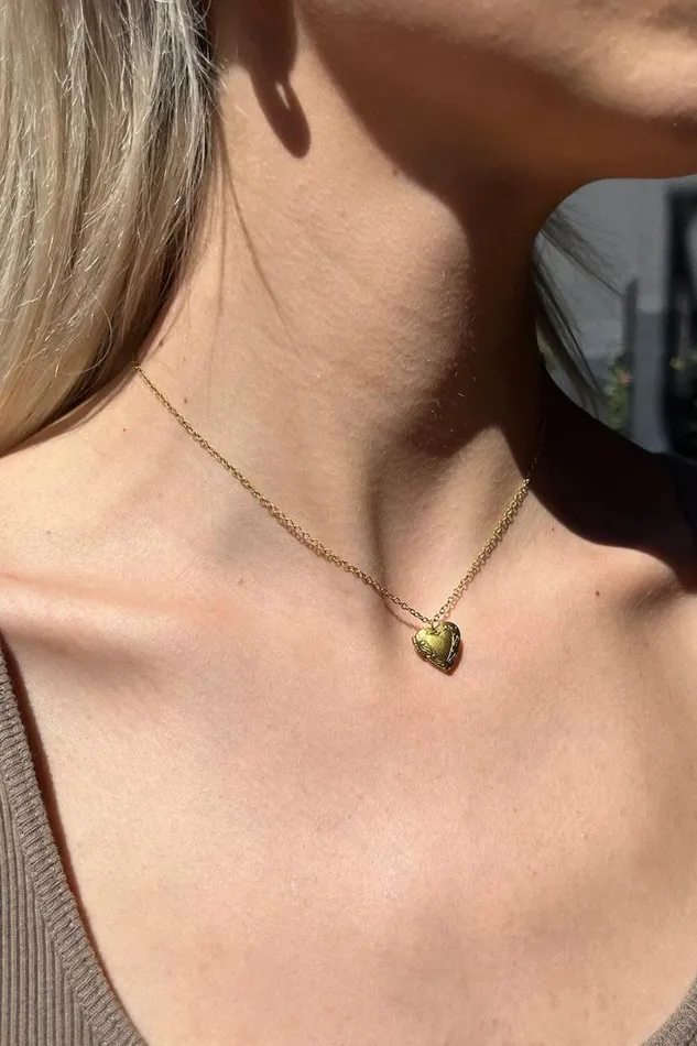 Accessories Gold Heart Locket Necklace Brandy Melville JEWELRY