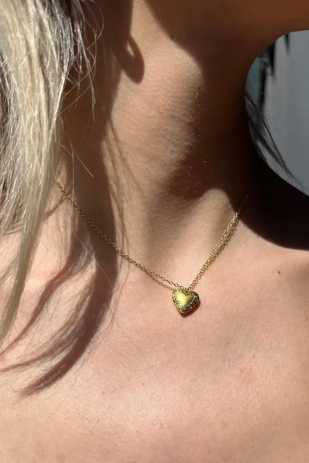Accessories Gold Heart Locket Necklace Brandy Melville JEWELRY