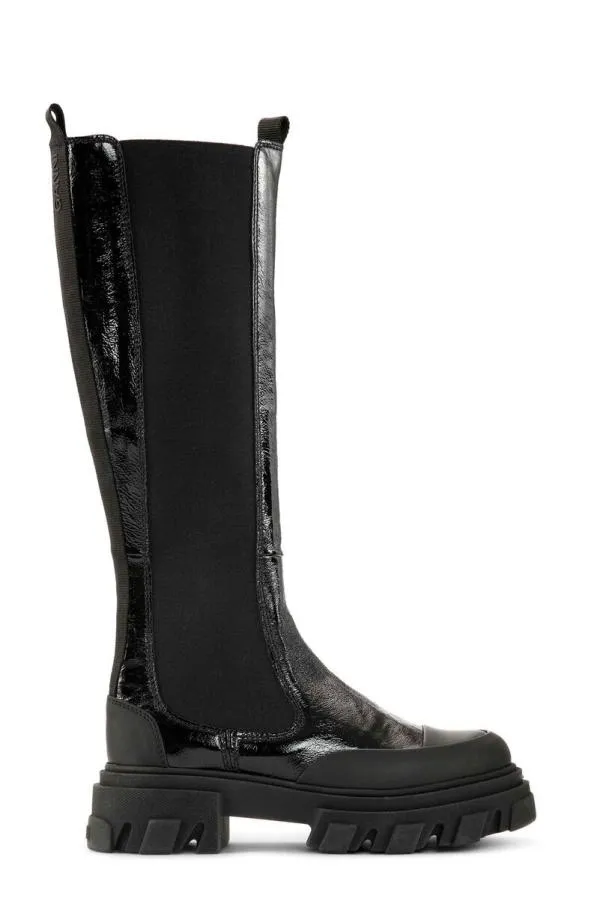 AccessoriesShoes GANNI Boots Naplack Chelsea Knee Boots Black