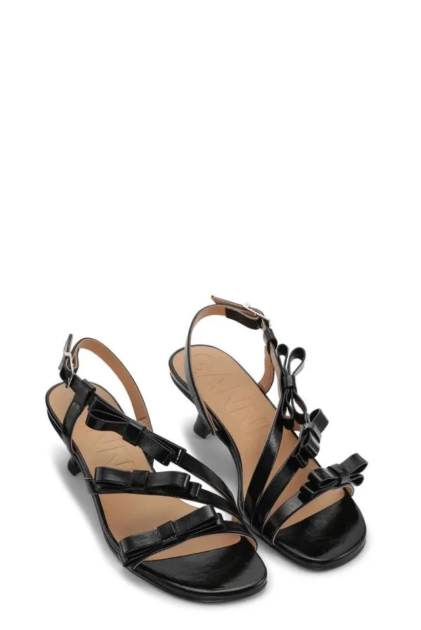 AccessoriesShoes GANNI Heels Black Multi Bow Mid Heel Sandals Black AccessoriesShoes GANNI Heels Black Multi Bow Mid Heel Sandals Black