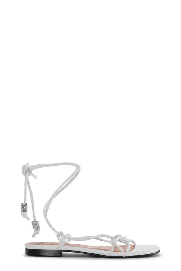 AccessoriesShoes GANNI Sandals White Knots Flat Sandals Egret