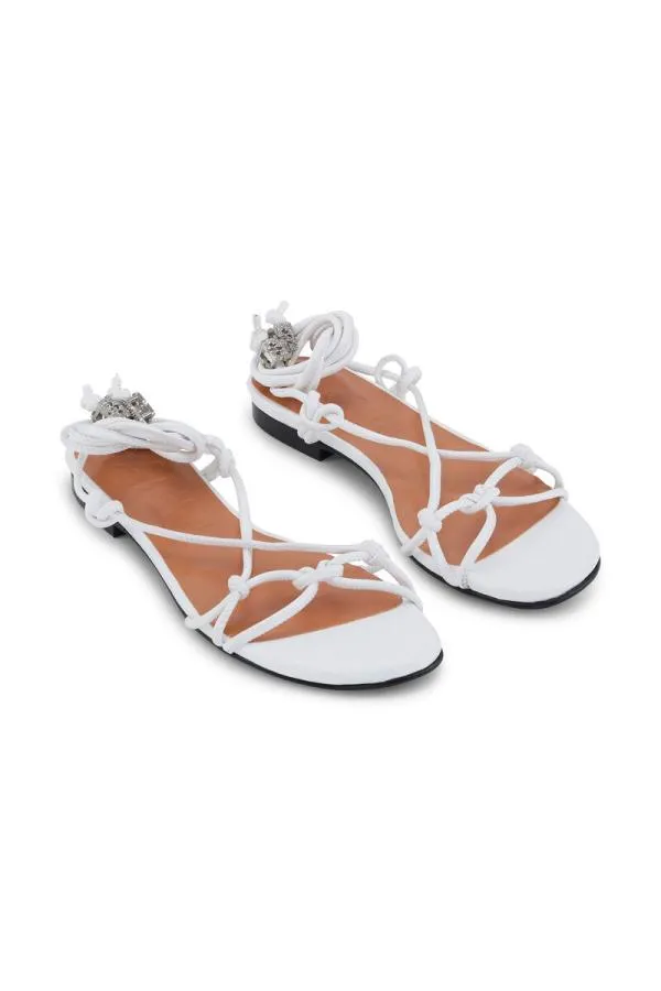 AccessoriesShoes GANNI Sandals White Knots Flat Sandals Egret AccessoriesShoes GANNI Sandals White Knots Flat Sandals Egret