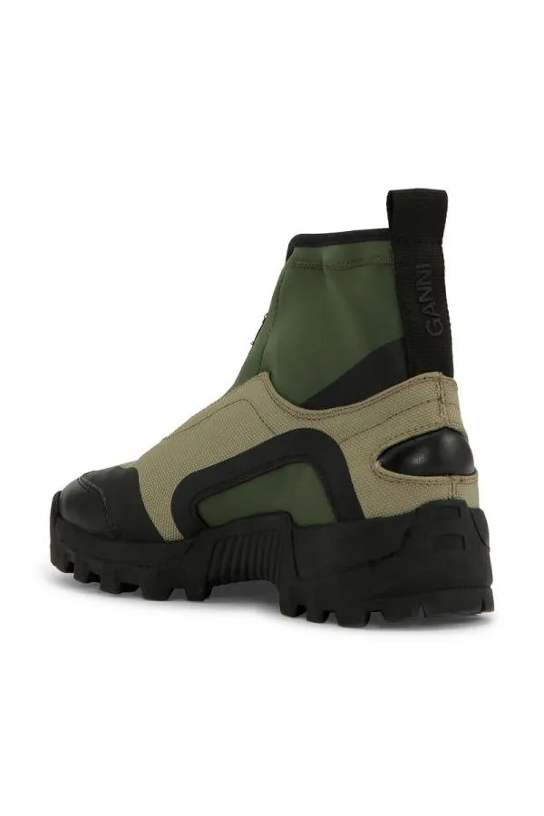 AccessoriesShoes GANNI Trainers Green Performance High Top Zip Sneakers Kalamata