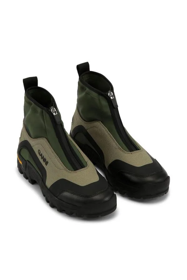 AccessoriesShoes GANNI Trainers Green Performance High Top Zip Sneakers Kalamata