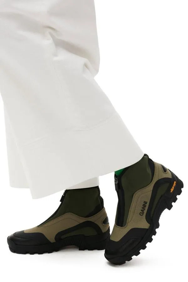 AccessoriesShoes GANNI Trainers Green Performance High Top Zip Sneakers Kalamata