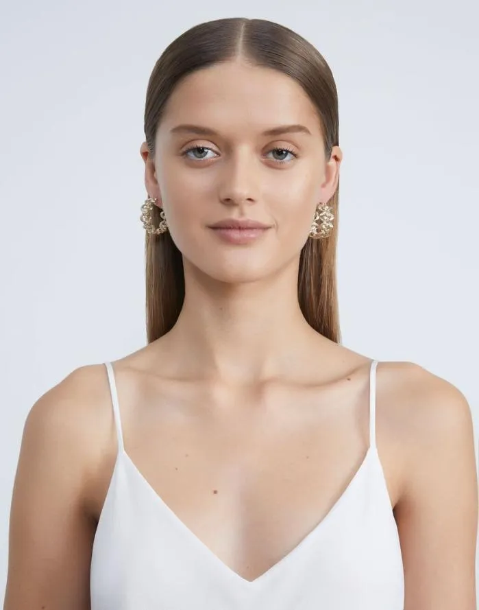 Accessories Woven 8 Knot Hoop Earrings Pale Gold Lafayette 148 New York Jewelry