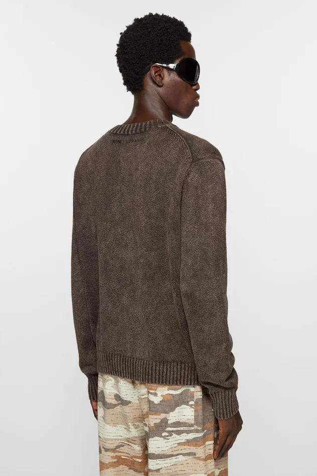 Acne Studios Acid Wash Jumper Coffee Brown Men Knitwear