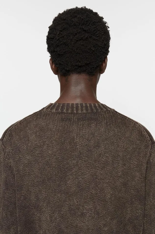 Acne Studios Acid Wash Jumper Coffee Brown Men Knitwear