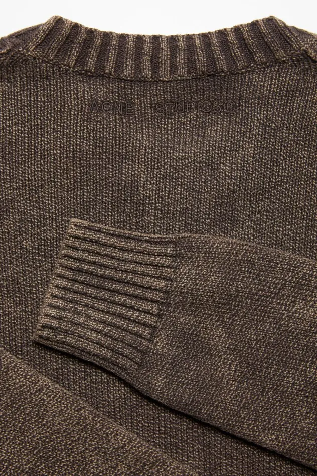 Acne Studios Acid Wash Jumper Coffee Brown Men Knitwear