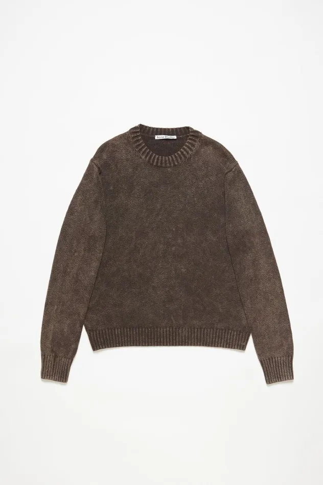 Acne Studios Acid Wash Jumper Coffee Brown Men Knitwear