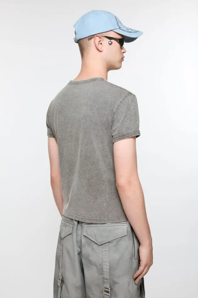 Acne Studios Blurred Logo Tshirt 8211 Fitted Unisex Fit Faded Grey Women Tshirts