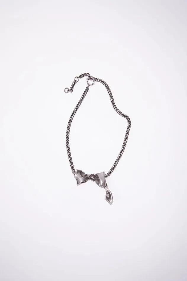 Acne Studios Bow Necklace Antique Silver Men Jewellery