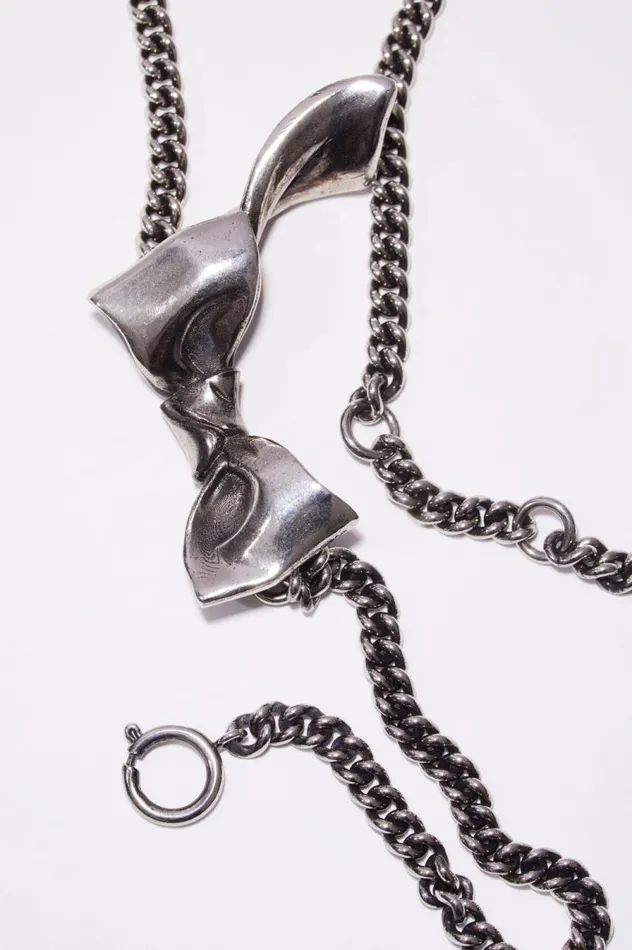 Acne Studios Bow Necklace Antique Silver Men Jewellery