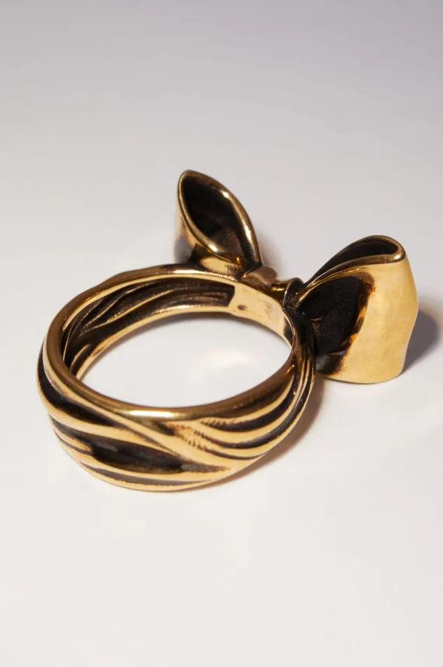 Acne Studios Bow Ring Antique Gold Women Jewellery