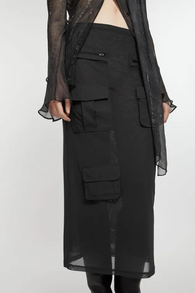 Acne Studios Cargo Mesh Skirt Anthracite Grey Women Skirts