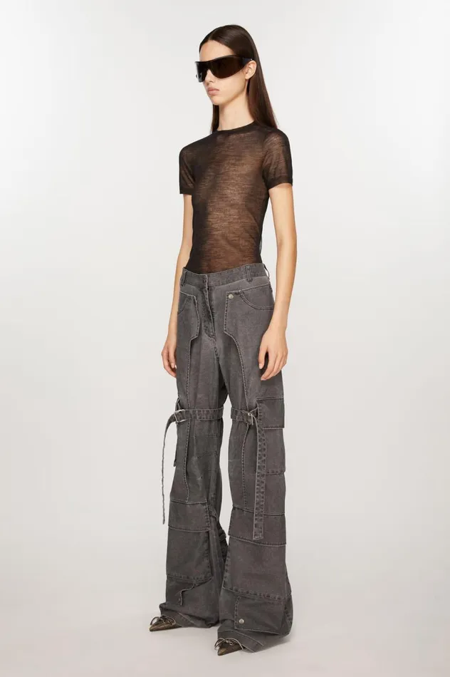 Acne Studios Cargo Trousers Black Women Trousers