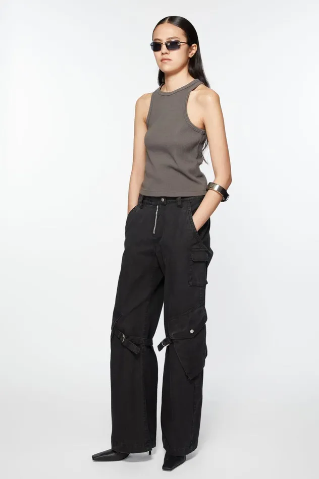 Acne Studios Cargo Trousers Charcoal Grey Women Trousers