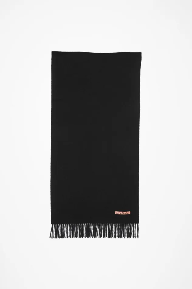 Acne Studios Cashmere Fringe Scarf 8211 Narrow Black Men Scarves