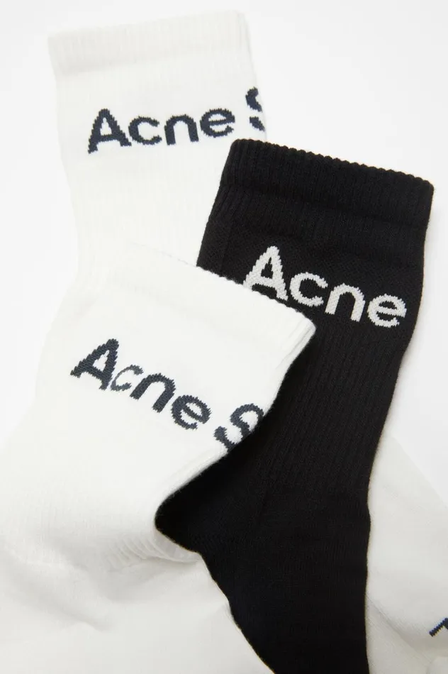 Acne Studios Cotton Logo Socks 8211 3 Pack Whitewhiteblack Women Socks