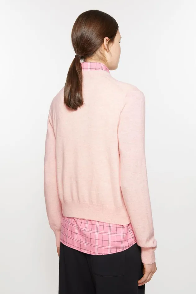 Acne Studios Crew Neck Cardigan Faded Pink Melange Women Knitwear