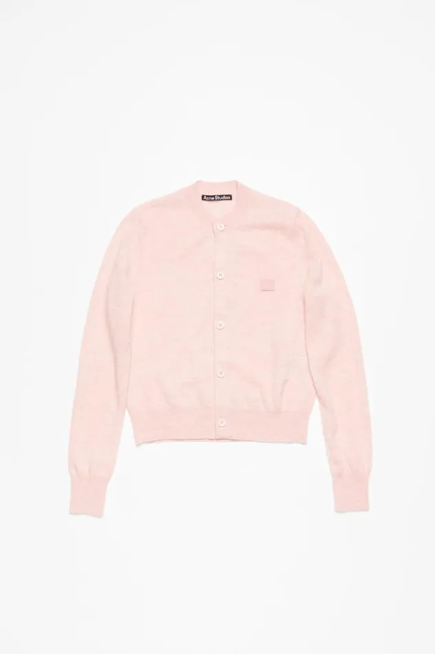 Acne Studios Crew Neck Cardigan Faded Pink Melange Women Knitwear