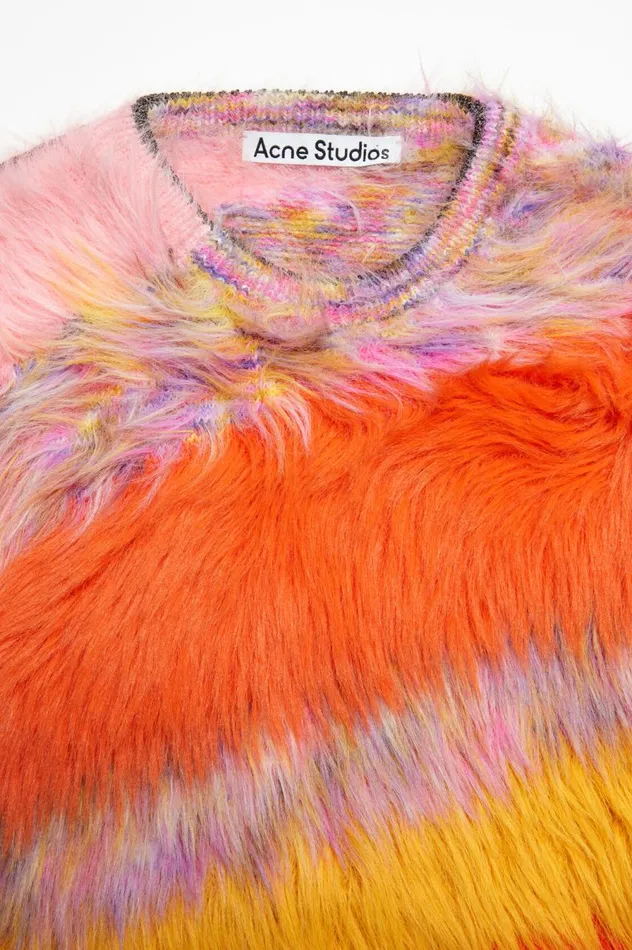 Acne Studios Crew Neck Jumper Pumpkin Orangemulti Men Knitwear