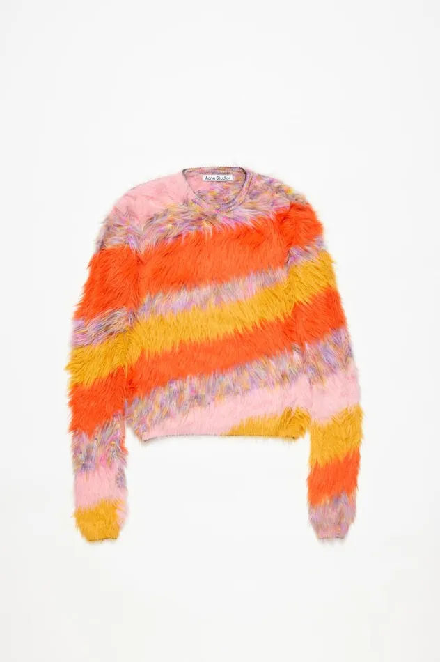 Acne Studios Crew Neck Jumper Pumpkin Orangemulti Men Knitwear