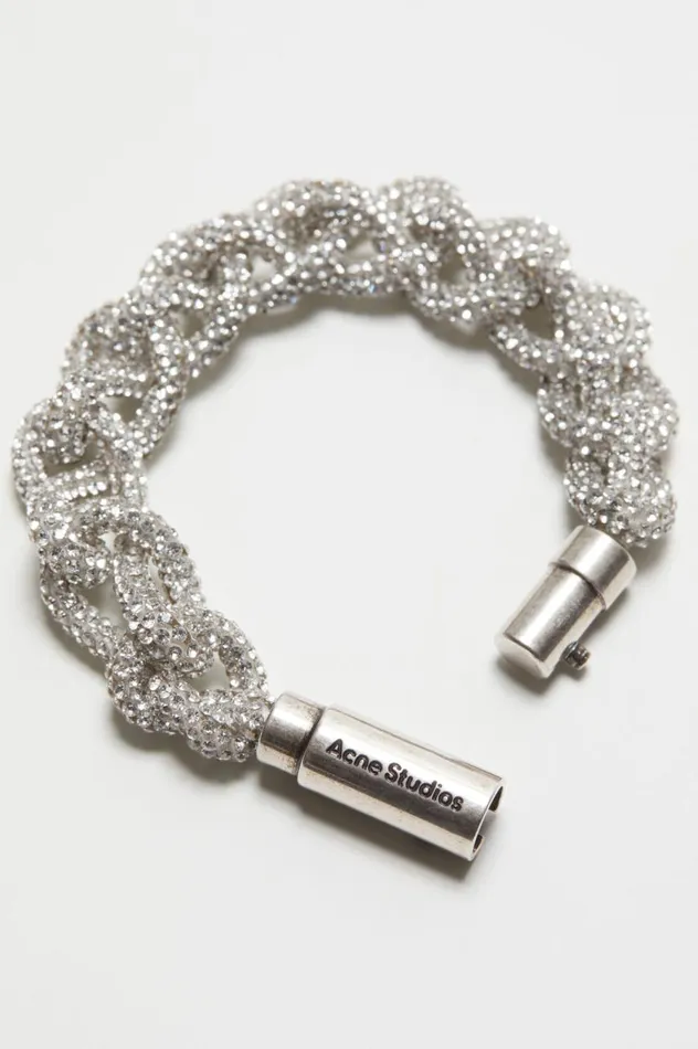 Acne Studios Crystal Cord Bracelet Antique Silversilver Men Jewellery