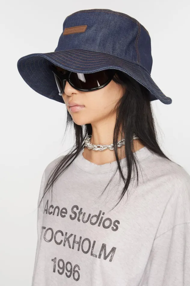 Acne Studios Denim Bucket Hat Indigo Blue Women Hats