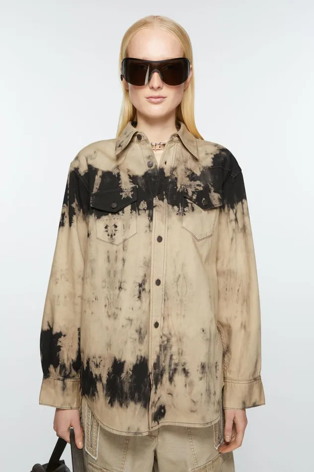 Acne Studios Denim Shirt 8211 Relaxed Fit Blackbeige Women Shirts and Blouses