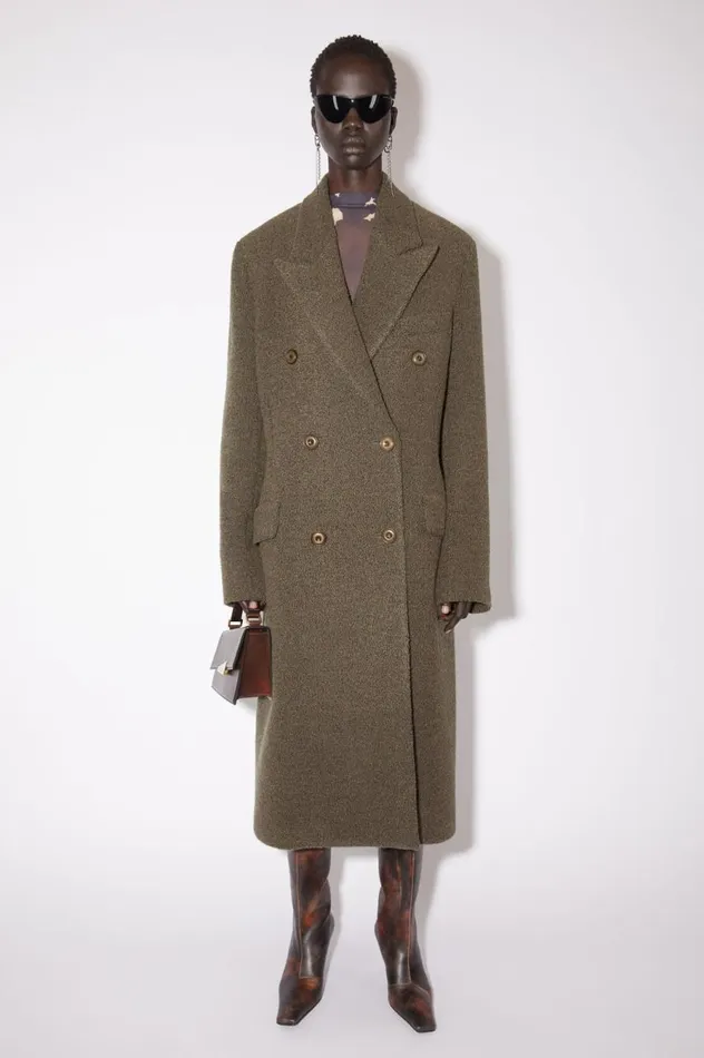 Acne Studios Doublebreasted Wool Coat Taupe Grey Women Outerwear