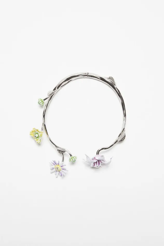Acne Studios Flower Necklace Silvermulticolor Men Jewellery