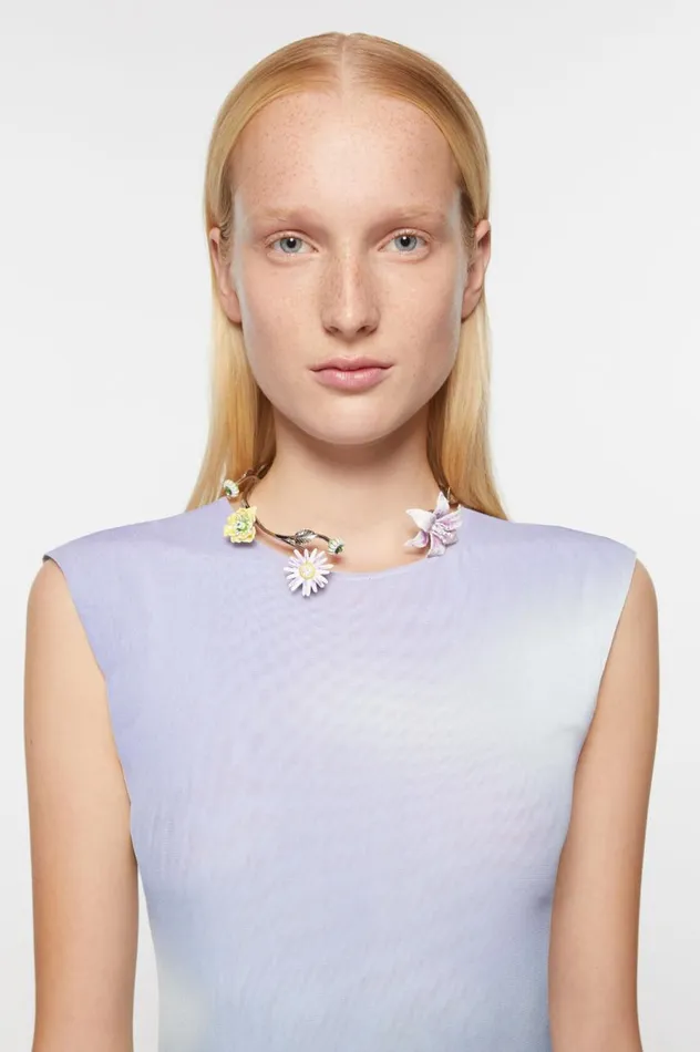 Acne Studios Flower Necklace Silvermulticolor Men Jewellery