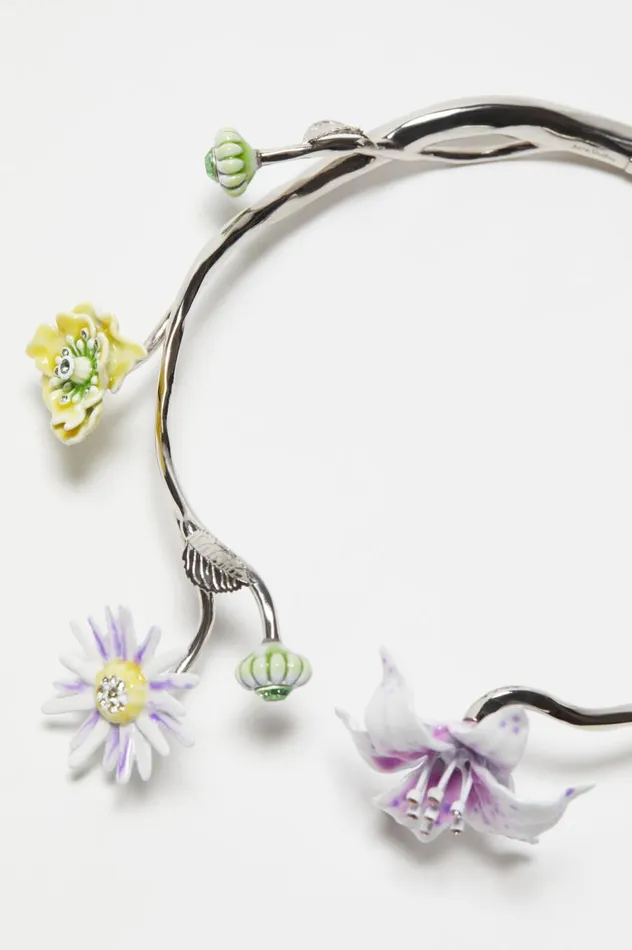 Acne Studios Flower Necklace Silvermulticolor Men Jewellery