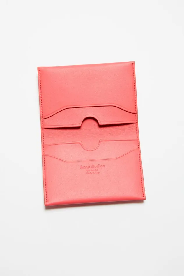 Acne Studios Folded Leather Wallet Electric Pink Women Small Leather Goods