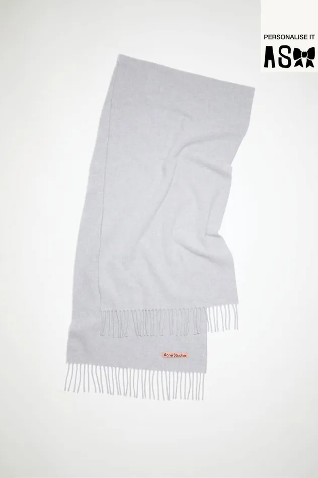 Acne Studios Fringe Wool Scarf Narrow Powder Blue Meacutelange Women Scarves