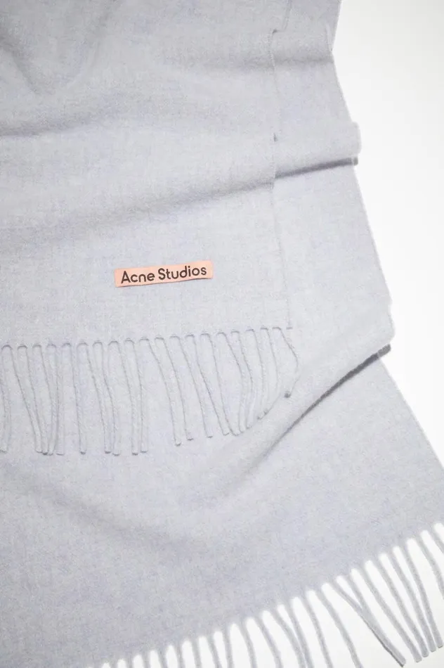 Acne Studios Fringe Wool Scarf Narrow Powder Blue Meacutelange Women Scarves