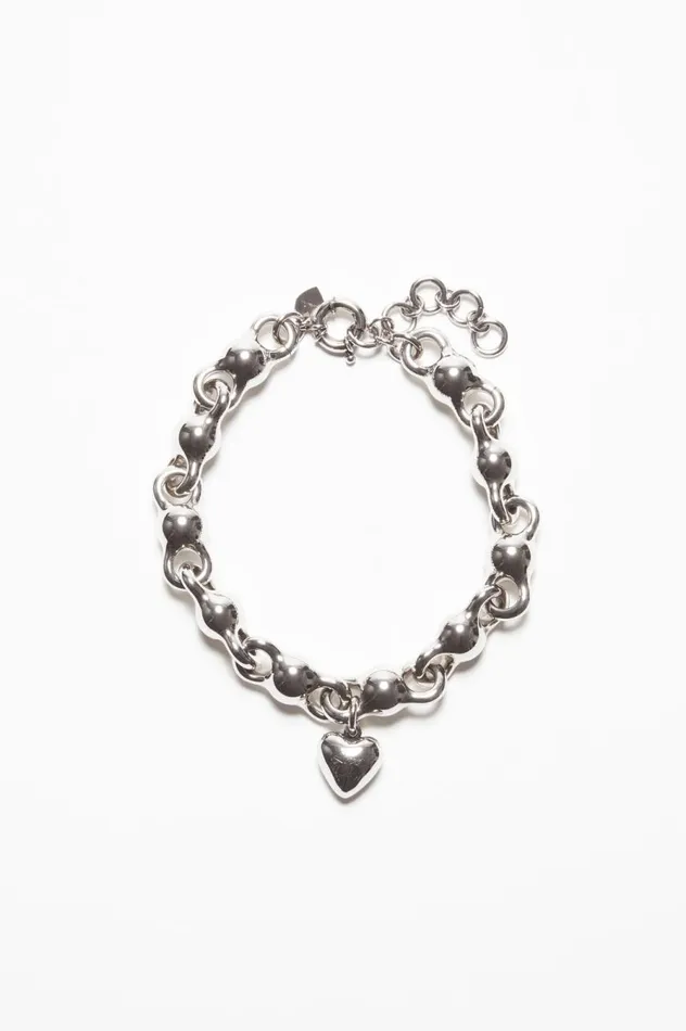 Acne Studios Heart Charm Necklace Antique Silver Men Jewellery