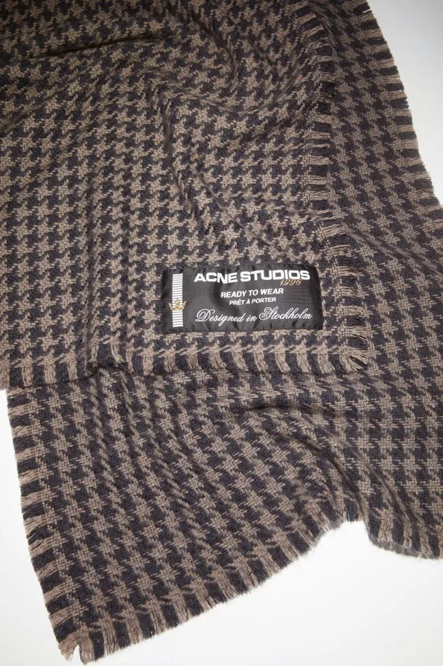 Acne Studios Houndstooth Wool Scarf Greylight Grey Women Scarves