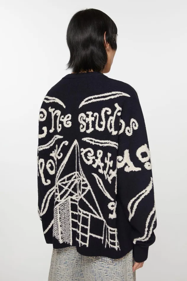 Acne Studios Jacquard Logo Jumper Blackecru Men Knitwear