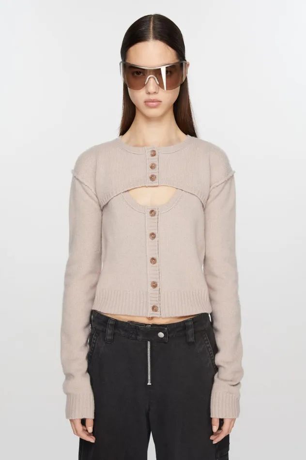 Acne Studios Knit Tank Top Cardigan Set Sand Beige Women Knitwear