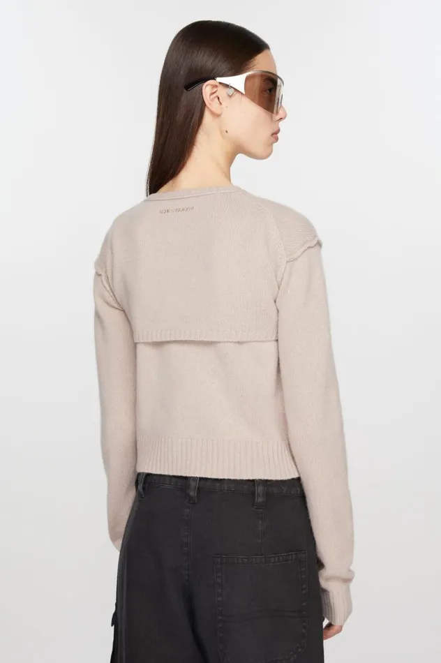 Acne Studios Knit Tank Top Cardigan Set Sand Beige Women Knitwear