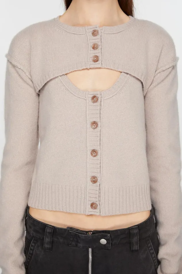 Acne Studios Knit Tank Top Cardigan Set Sand Beige Women Knitwear