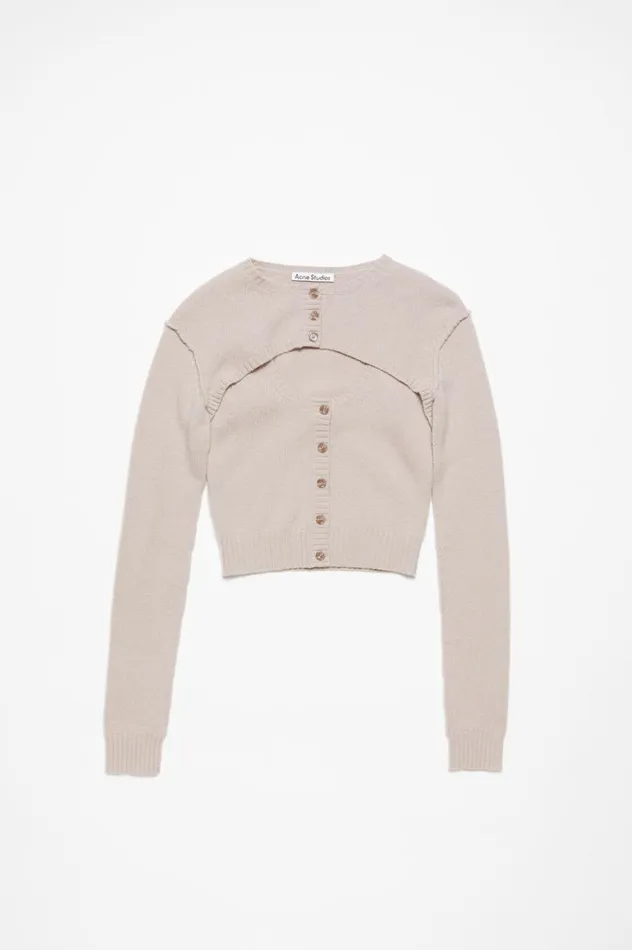 Acne Studios Knit Tank Top Cardigan Set Sand Beige Women Knitwear