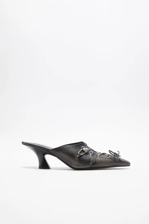 Acne Studios Laceup Heel Mule Black Women Shoes