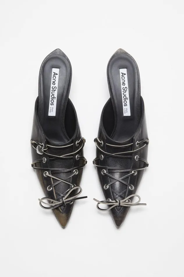 Acne Studios Laceup Heel Mule Black Women Shoes